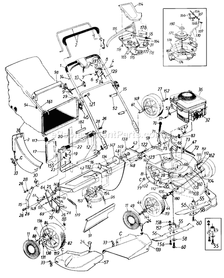 Page B Diagram and Parts List for 125-847F401 1995 Yard Man Lawn Mower